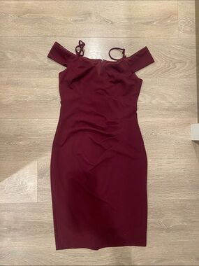 open lace back dress Bustier Satin Gown - Merlot Red